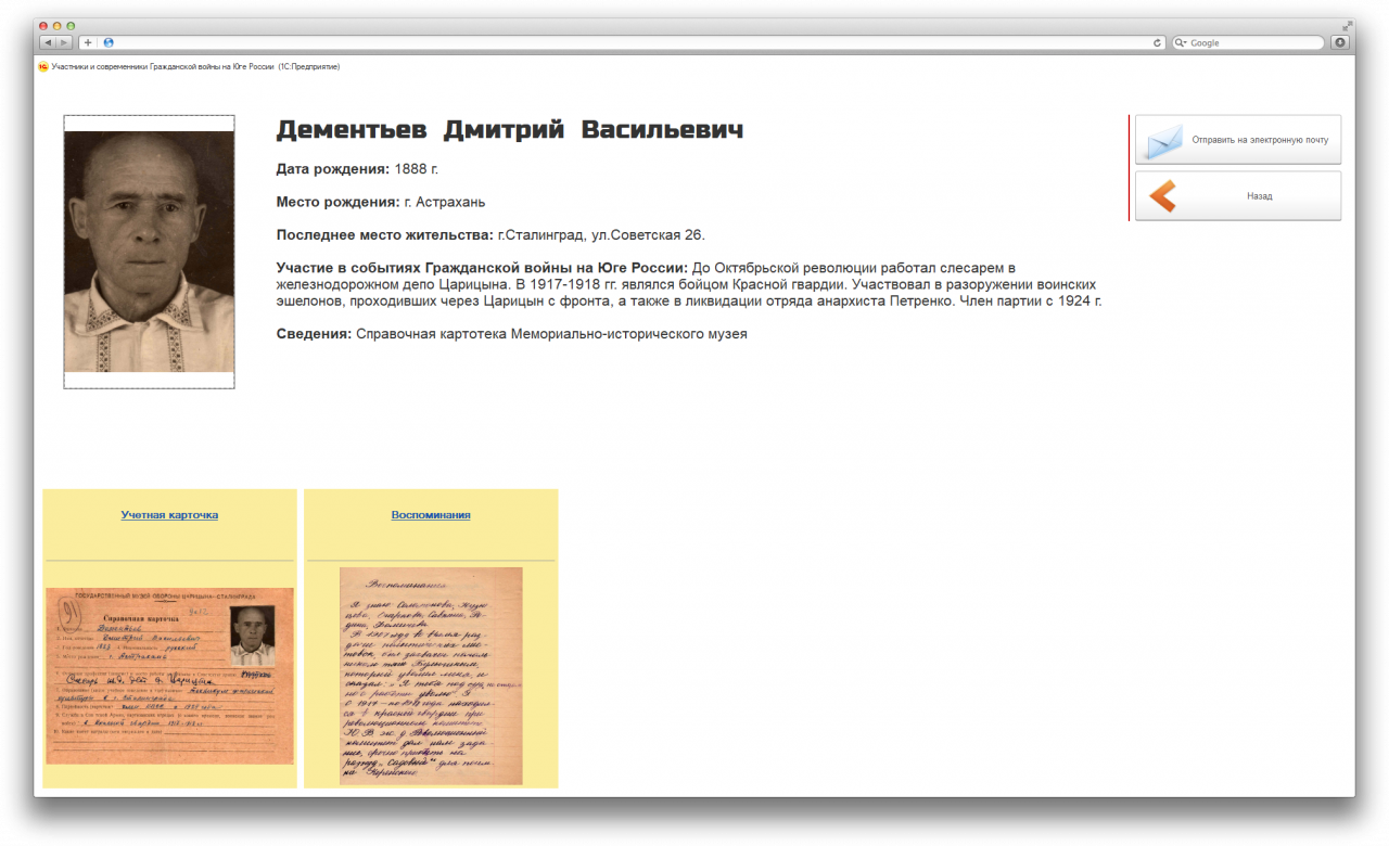 Данные музейного сайта Данные музейного сайта