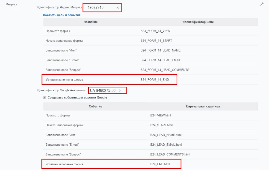 подключение счетчиков к crm-форме