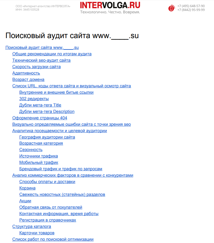Поисковый аудит сайта www.