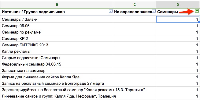 Фильтрация сегментов Фильтрация сегментов