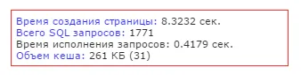 Статистика не кэшированной страницы