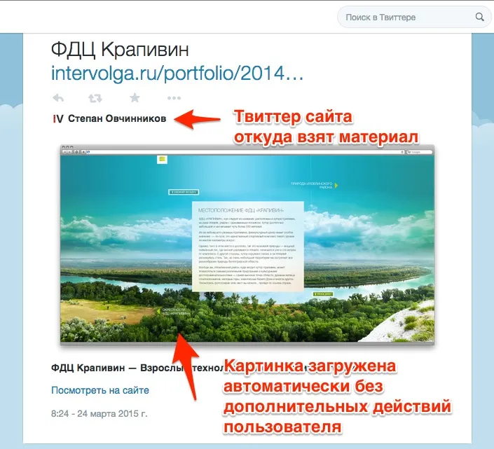 Twitter Card из портфолио