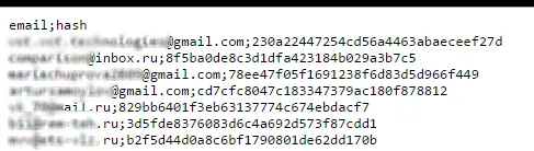 Хешированные email