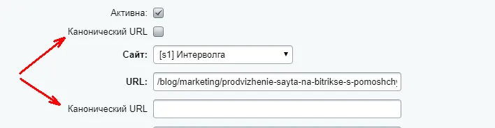 настройка канонического тега в битрикс