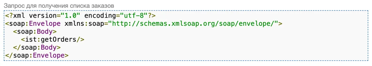 Запрос на получение списка заказов